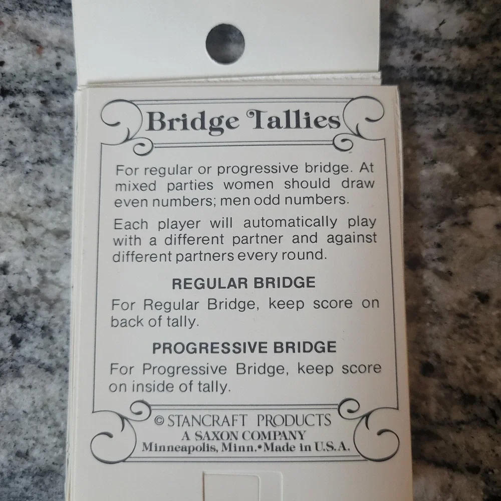 12 - Three Table Tallies Tally New 70s.
